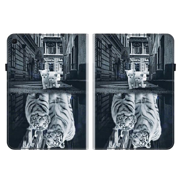 Samsung Galaxy Tab S6 Lite Smart läderfodral med kristalltextur Kattreflektion Tiger