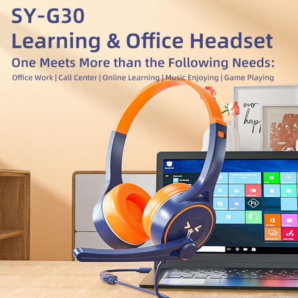 SOYTO SY-G30 Trådbundet brusreducerande ergonomiska spelheadset, gränssnitt: 3,5 mm Grå rosa