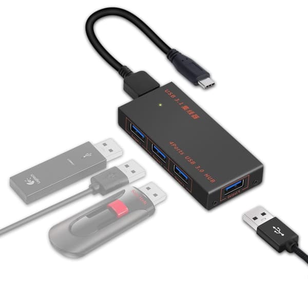 9573S 4-i-1 USB 3.0 Multi-funktionshub - Aluminium, 5Gbps, Magnetisk & Klæbende, Kompatibel med Android & iOS
