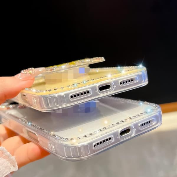 iPhone 18 Pro Max / iPhone 17 Pro Max Skal med Diamant Glittrande Fjärilshållare Ljusrosa