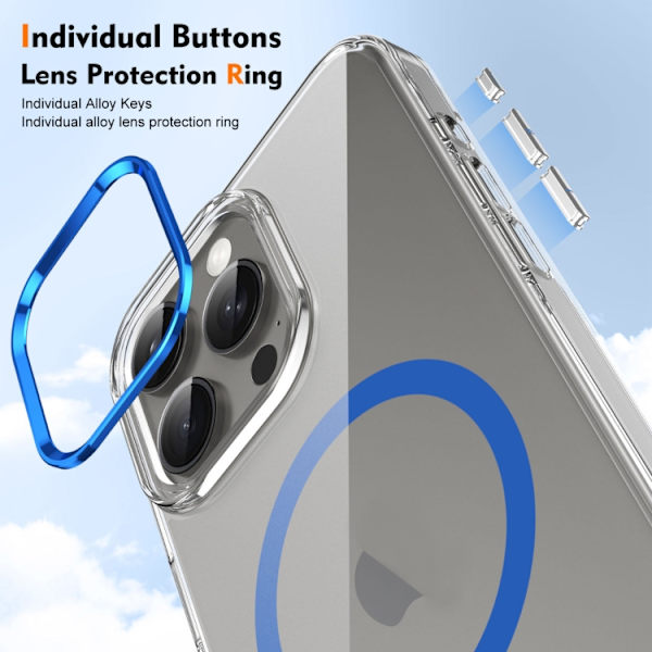 iPhone 16 Pro Max Ice Feel HD Transparent MagSafe PC Full Coverage Skal Blå
