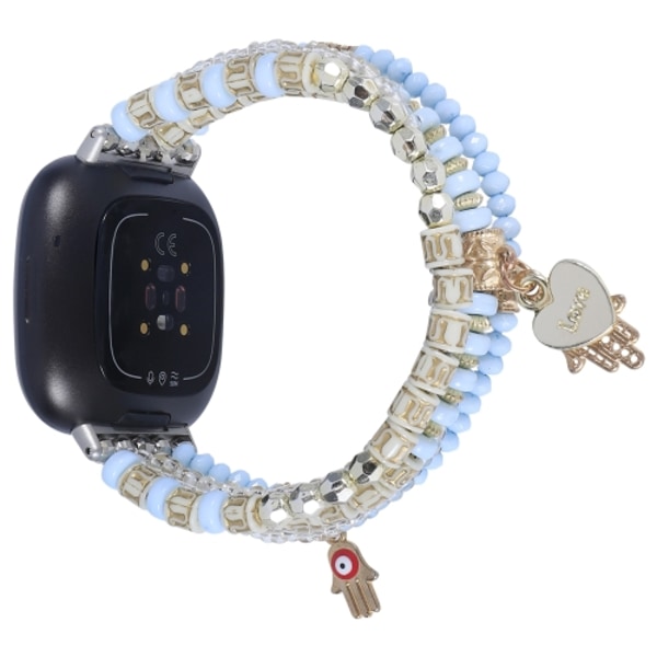 För Fitbit Versa 3 / Sense Palm Bead Chain Watch Band Blue