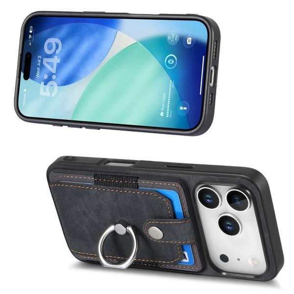 iPhone 18 Pro / iPhone 17 Pro Retro Skinnkänsla Ringkortskal Svart