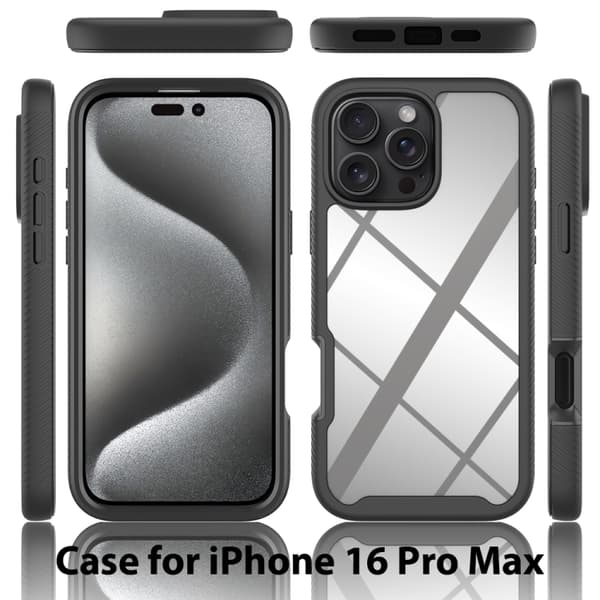 iPhone 16 Pro Skal - Stjärnhimmel Solid Färg Stötsäker TPU Klar PC Mobilskal Röd