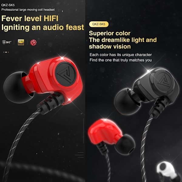 QKZ SK5 In-ear Subwoofer Trådbunden Musikhörlurar med Mikrofon Gul