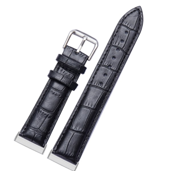 För Fitbit Versa 3 / Sense Universal Crocodile Texture Watch i äkta läder Black