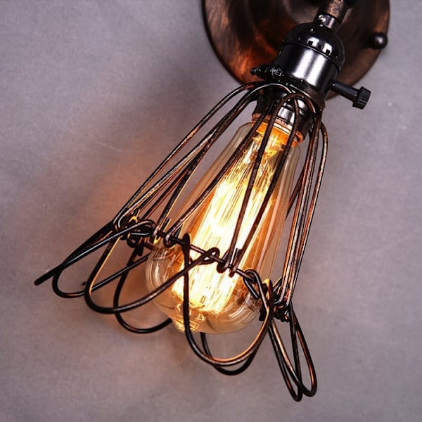 Retro vägglampa i smidesjärn med Edison 4W LED