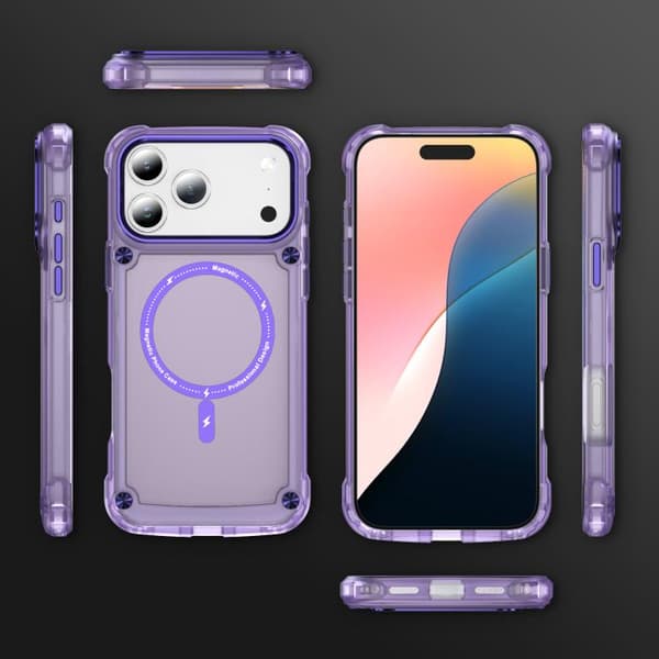 iPhone 18 Pro Max / iPhone 17 Pro Max Skal - TPU + PC med MagSafe Magnetisk Genomskinlig lila