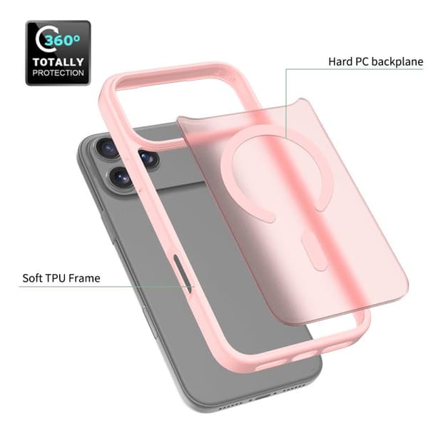 iPhone 18 Pro Max / iPhone 17 Pro Max Skal - TPU Hybrid PC med MagSafe Rosa