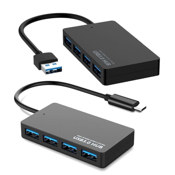 KYTC47 4-Port USB Adapter Kabel - Hög Hastighet USB Dockningsstation Multi-Interface Hub Konverter, Svart Typ-C