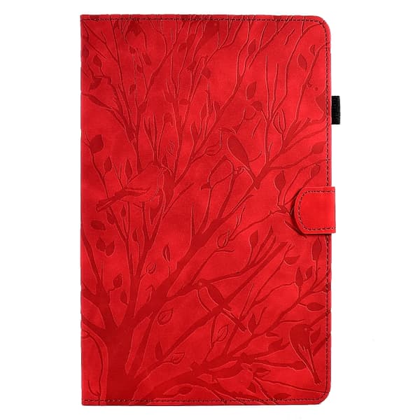 Samsung Galaxy Tab A7 Lite Fortune Tree Tryckblomma PU Fodral Röd