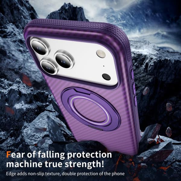 iPhone 18 Pro / iPhone 17 Pro Skal - Kolfiber med MagSafe C-Typ Ljust lila + lila