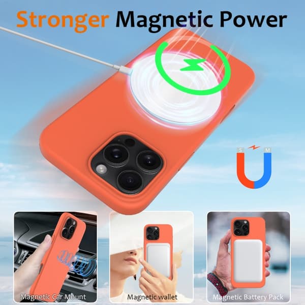 iPhone 16 Pro Shockproof Silikon Magsafe Skal Guldorange