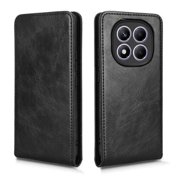Redmi Note 14 Pro 4G - Magnetisk Vertikal Flip Läderfodral Svart