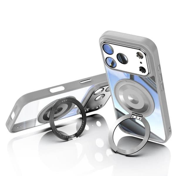 iPhone 18 Pro Max / iPhone 17 Pro Max 360 Hållare Magsafe Akryl Hybrid TPU Skal Grå