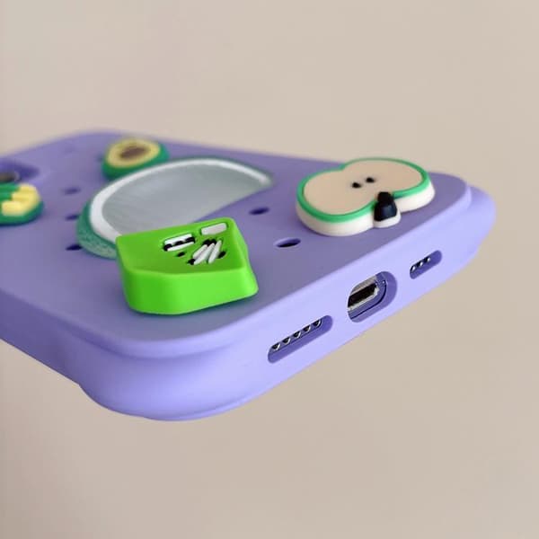 iPhone 16 Pro Solid Color Hål DIY Frukt PC Stötsäker Skal Purpur