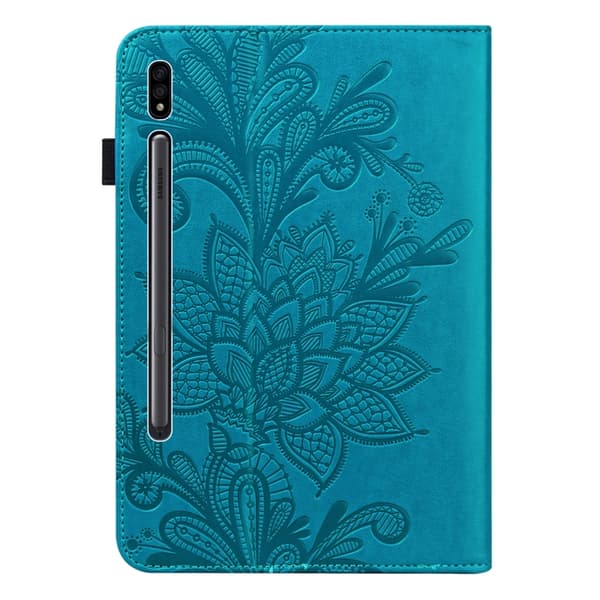 Samsung Galaxy Tab S8 Läderfodral med Blommönster Blå