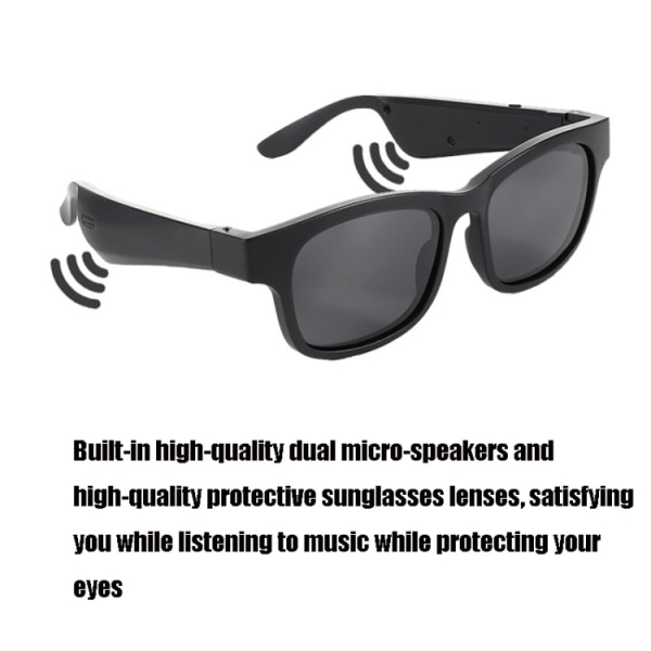 A12 Smart Bluetooth Audio Solglasögon Bluetooth Glasögon Svart