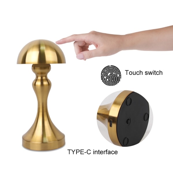 Retro Bar USB Uppladdningsbar Metall Touch Skrivbordslampa, Specifikation: Guld (D-modell)