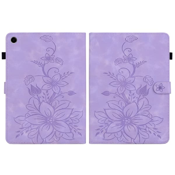 Samsung Galaxy Tab A9+ / A11+ Lily Prägad Läderfodral Lila