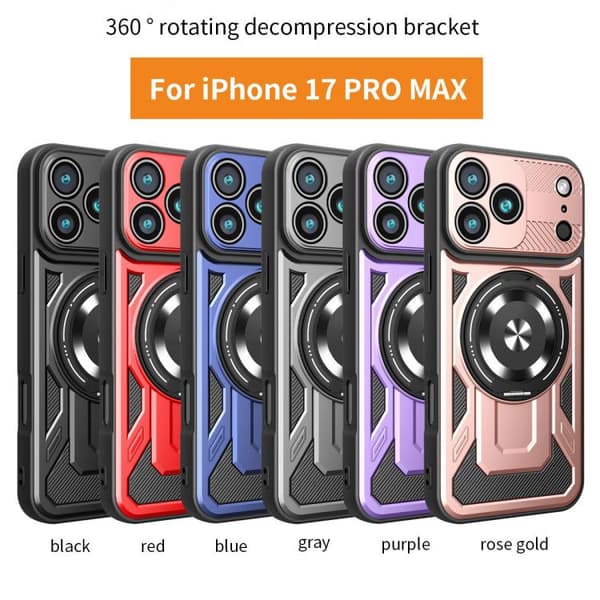 iPhone 17 Pro Skal med Armor Rotating Holder och MagSafe Blå