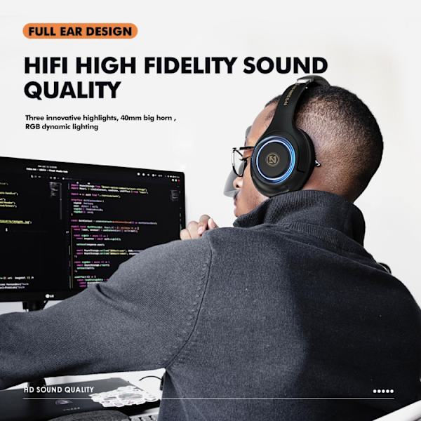 A8 Gaming Trådlöst Headset Stereo Over Ear Trådbunden Mikrofon Hörlurar Svart