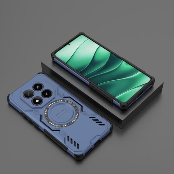 Redmi Note 14 Pro 5G - Butterfly Armor MagSafe Magnetisk Ring Stötsäker Mobilskal Blå