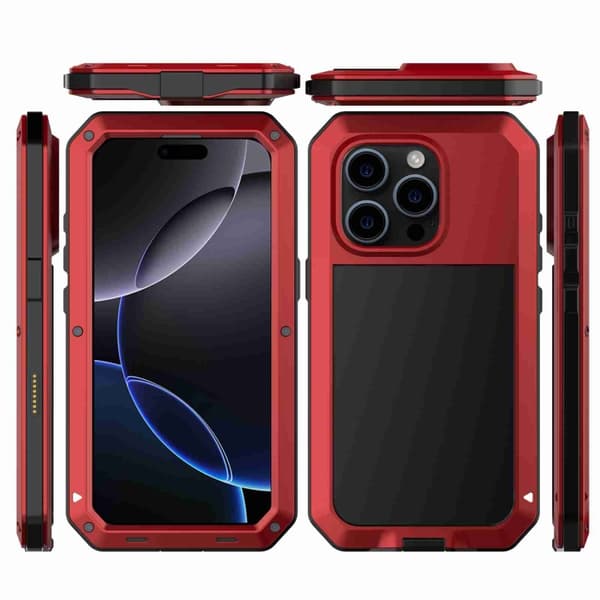 iPhone 16 Pro Max RedPepper Triple-skyddad Metallskal Röd