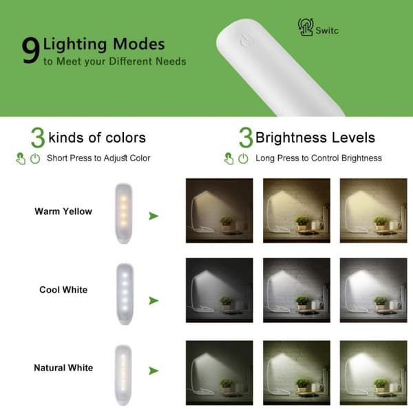 8027-1 9 LED-läslampa Notklippljus (vit)