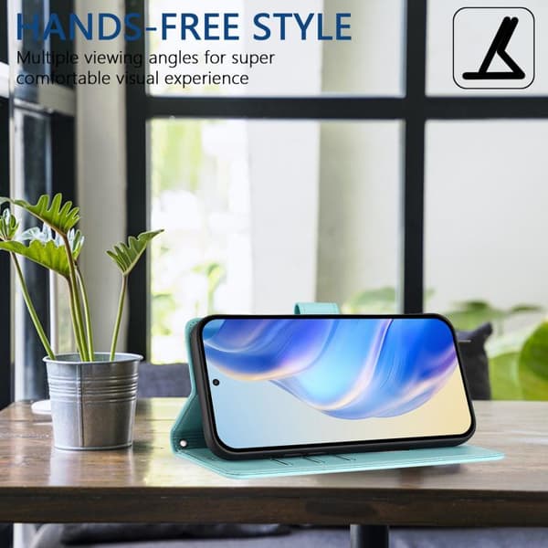 iPhone 18 Pro Max / iPhone 17 Pro Max Skal läderfodral med honungskombination och RFID-präglad design Mintgrön