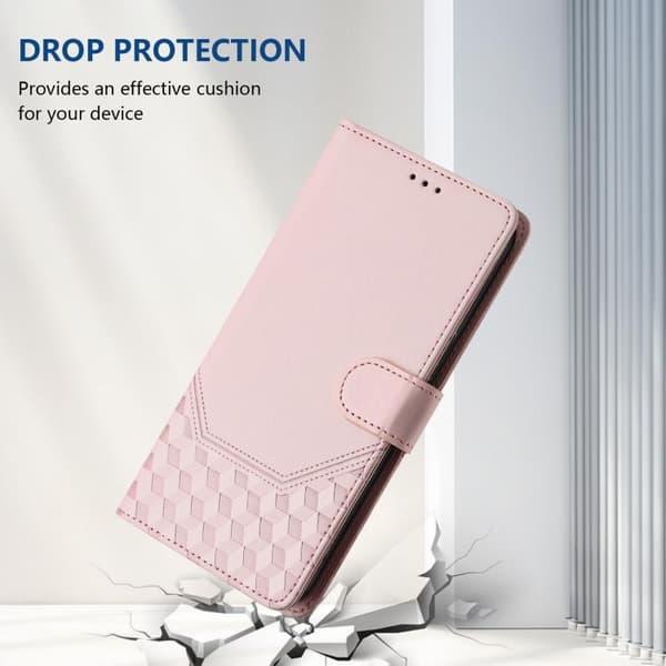 iPhone 18 Pro Max / iPhone 17 Pro Max Skal läderfodral med honungskombination och RFID-präglad design Rosa