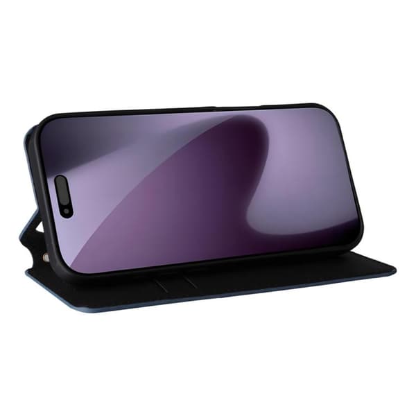 iPhone 18 Pro / iPhone 17 Pro Skal läderfodral med kubisk rutmönster Blå