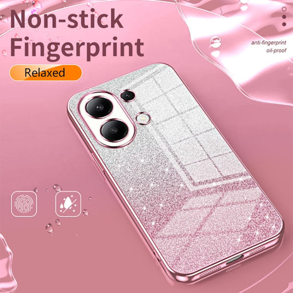 Redmi Note 14 5G - Gradient Glittrande Pulver Elektropläterad Mobilskal Guld