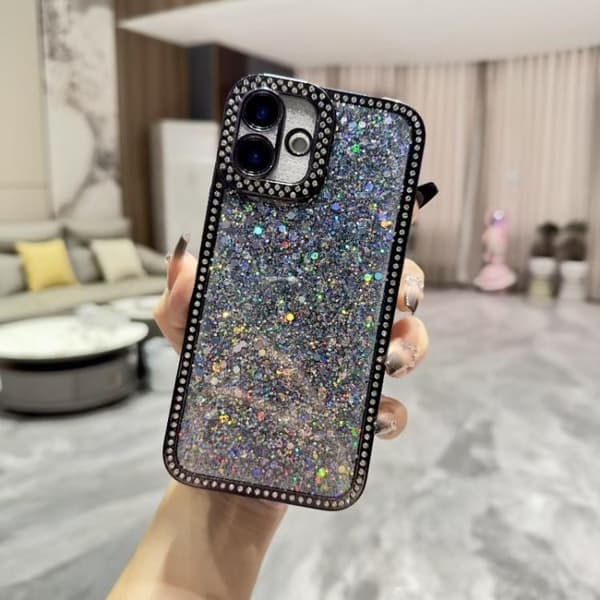 iPhone 17 Skal med Diamant Glittrande Paljetter - TPU Svart