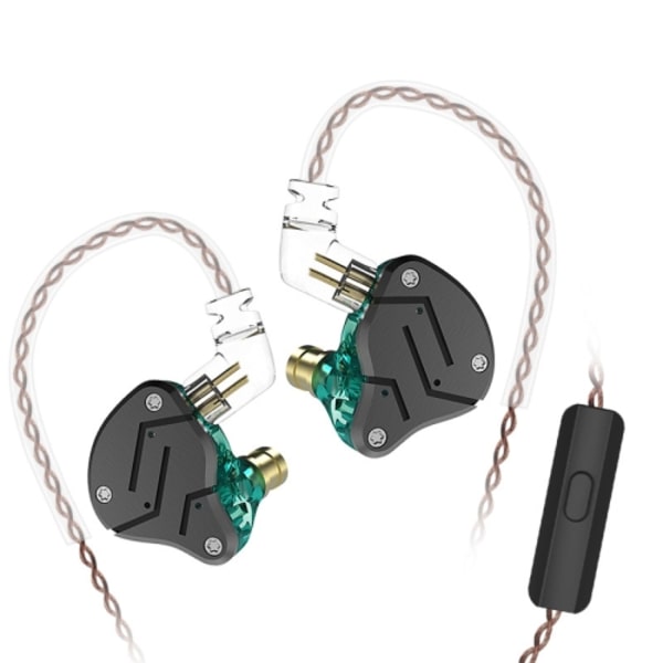 KZ ZSN Cirkeljärn Flyttande Järn Quad-core Trådbunden Kontroll In-ear Mega Bass HiFi Hörlurar med Mikrofon Cyan