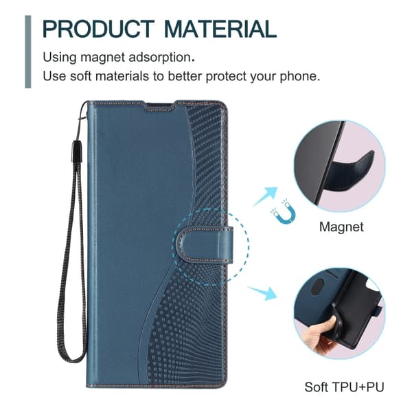 iPhone 16 Pro Max Skal Ultra-tunn Dot Läder Fodral Blå