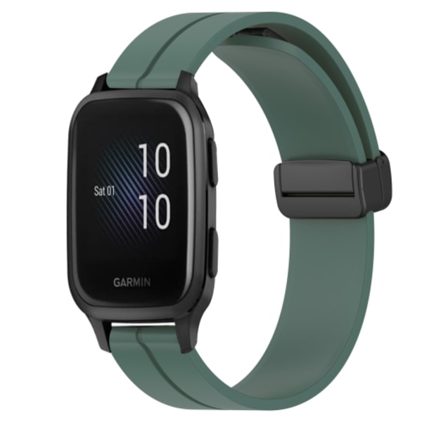 För Garmin Venu SQ 20 mm enfärgad magnetisk spänne silikon watch Olive Green