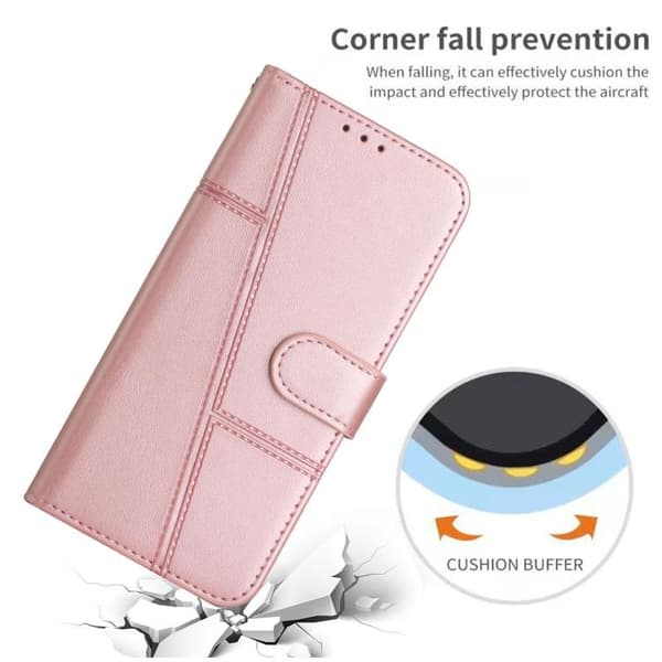 iPhone 18 Pro Max / iPhone 17 Pro Max Skal läderfodral - kalvskinn med spänne Roséguld