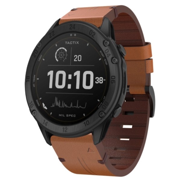 För Garmin Tactix Delta 26mm läder stålspänne watch Brown