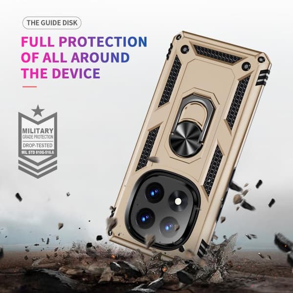 Redmi Note 14 Pro 5G - Stöttålig TPU + PC Mobilskal med Ställning Guld