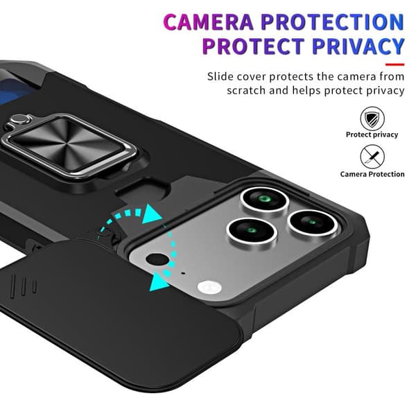 iPhone 18 Pro Max / iPhone 17 Pro Max Skal med Kameraskydd och Kortfack - PC+TPU Svart