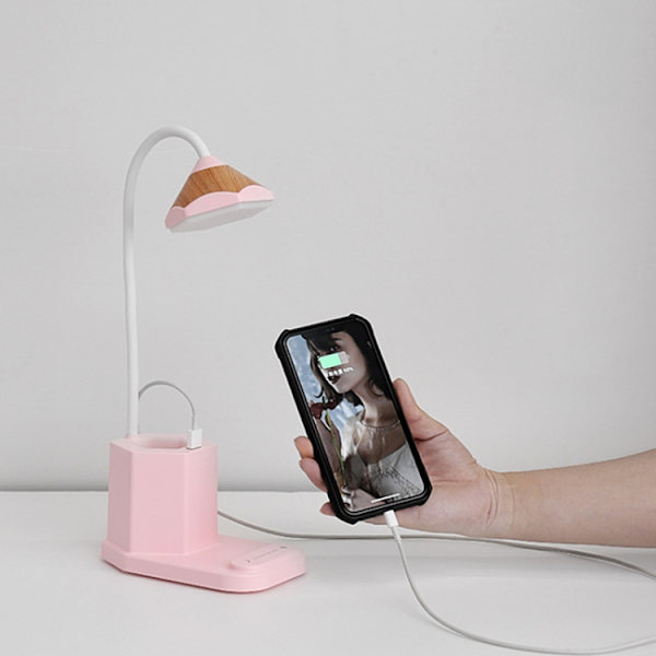QB-1 Multifunktionell pennbordslampa USB Ögonskydd Lärande Sängbordsläsningsbordslampa (Vit)