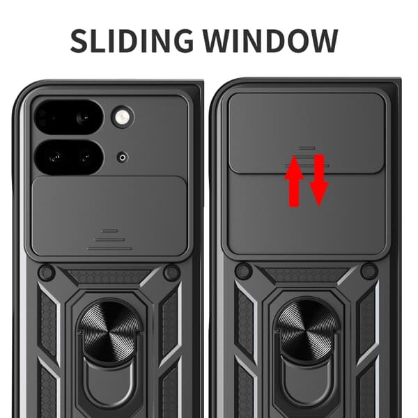 för Pixel 9 Pro Fold Skal med Glidande Kameraskydd - TPU+PC Design Svart