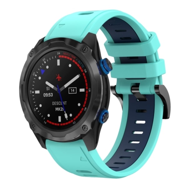 För Garmin Descent MK 2i 26 mm tvåfärgad watch i silikon Mint Green - Blue