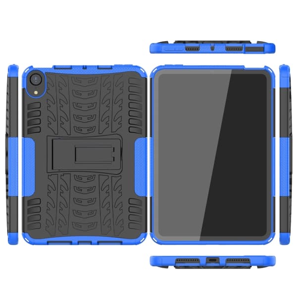 iPad mini 6 / mini 2024 Skal med Däcktextur TPU + PC Stötsäker Tablet Case med Ställning Blå