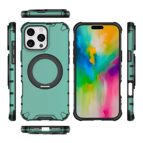 iPhone 16 Pro Max 360 Grader Rotationshållare Stötsäker Skal Grön