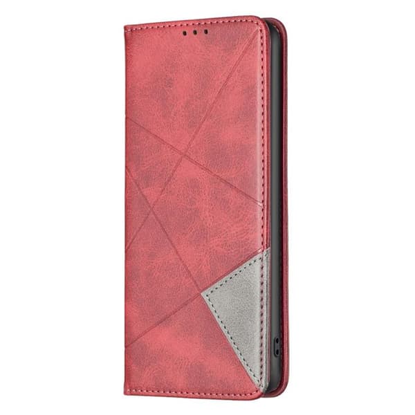 iPhone 18 Pro / iPhone 17 Pro Rhombus Textur Magnetiskt Skal Läderfodral Röd