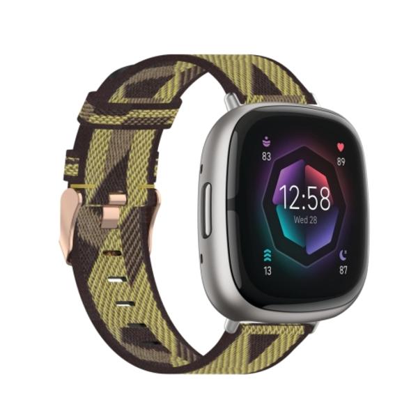 För Fitbit Sense Nylon Weave Canvas Watch Band Yellow