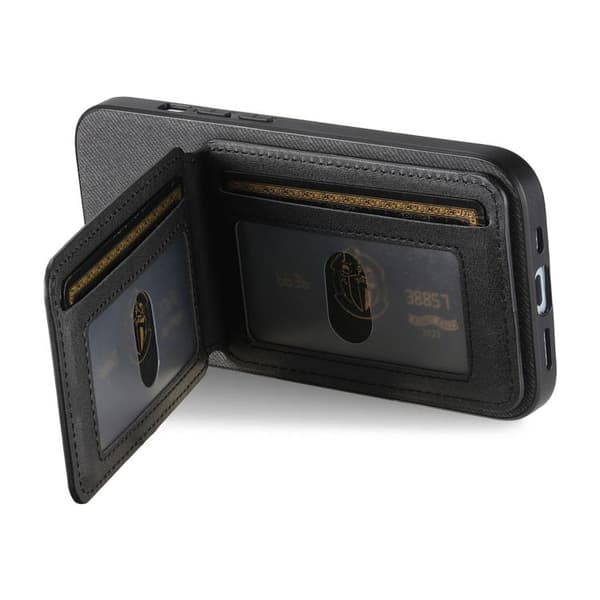 iPhone 18 Pro / iPhone 17 Pro Skal - Twilltyg Läder Vertikal Flip RFID Kortficka Svart