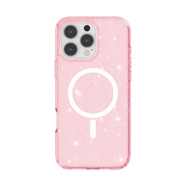 iPhone 16 Pro Max Terminator Stil Glitter Pulver MagSafe Magnetisk Skal Rosa